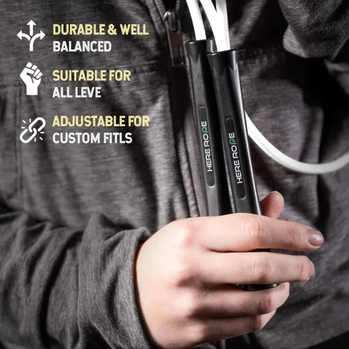 Miniatura 3 de hererope - Cuerda de saltar de boxeo ajustable de 0.236 in con cordón interior, asas irrompibles, cuerdas de salto de PVC duraderas que no se doblan