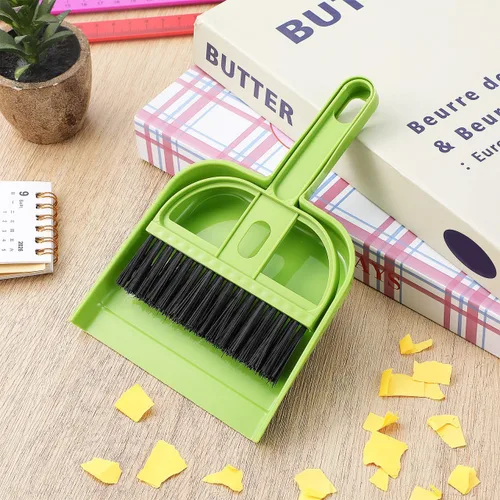 Miniatura 7 de Healifty Paquete de 18 mini recogedor y cepillo para polvo, escoba pequeña y recogedor con asa para mascotas, niños, escritorio, hogar, campamento