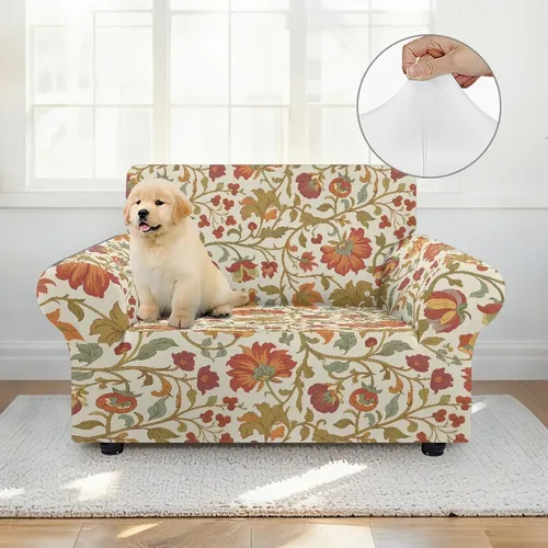 Miniatura 3 de Horeset Fundas elásticas para sofá con diseño de flores otoñales, lavables para sofá de 2 cojines, funda protectora para mascotas y perros