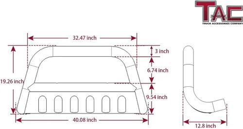 Miniatura 5 de TAC - Protector de rejilla barra bull compatible con Toyota Tacoma 2016-2023 (quitar la placa protectora - si está equipada) camioneta pickup
