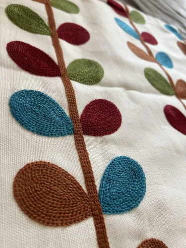 Miniatura 4 de Judy Dre am Funda de cojín 100% algodón, cuadrada, bohemia, bordada, para sofá, cama, sala de estar, funda de almohada bohemia bordada de 18 x 18
