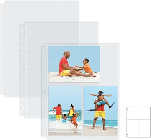Better Office Products Hojas de repuesto para álbum de fotos, formato mixto de 4 x 6 pulgadas, peso pesado, 3 anillos transparentes de diamante, 150
