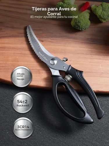Miniatura 3 de Tijeras para aves de corral, tijeras de cocina resistentes con mango antideslizante y bloqueo de seguridad, tijeras para aves de corral para carne