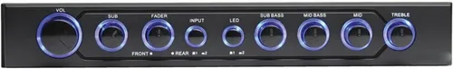 Miniatura 4 de Autotek ATEQ709 Ecualizador de audio de 4 bandas con crossover integrado de 2 vías, 9 voltios, 1/2 DIN, ecualizador de reamplificador con cruce