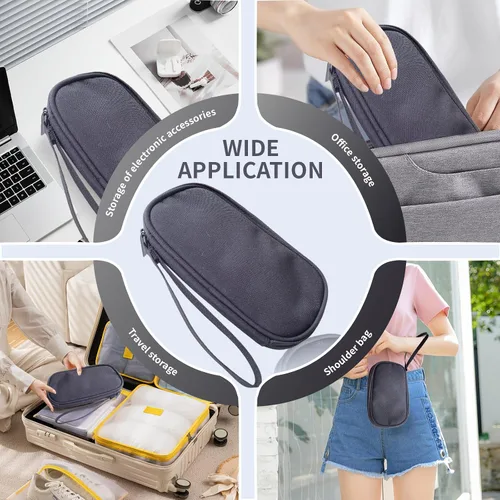 Miniatura 4 de Funda organizadora de artículos electrónicos, organizador de cables, bolsa de tecnología de viaje esenciales, adecuada para cargador, cable, Negro
