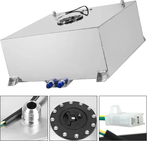 Miniatura 5 de Tanque de gas para celdas de combustible de 15 galones 60L universal con remitente de nivel, tanque de combustible de aluminio pulido para carreras