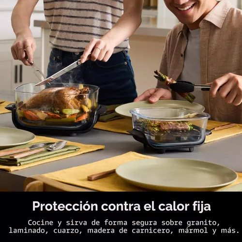 Miniatura 2 de Ninja Crispi Sistema de Freidora de Aire de Vidrio Portátil 5 en 1, 1500W, 6 Tazas, Contenedores TempWare de 4 Cuartos y 2.5 Cuartos con Tapas, Apto