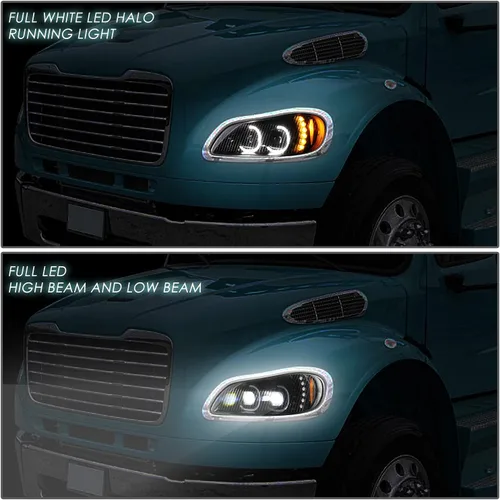 Miniatura 3 de DNA MOTORING HL-HAY-015-BK - Par de faros delanteros de señal de giro DRL con doble LED Halo, proyector de haz alto/bajo, compatible con Negro