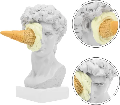 Miniatura 4 de SEWACC David Escultura David Head Retrato Resina David Busto Helado Creativo Estatua de David Destrozada Hawaiana Tropical Playa Piscina Decoración
