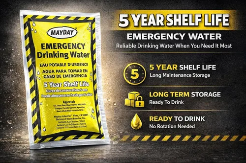 Miniatura 5 de Mayday Bolsa de agua, agua de emergencia de la Guardia Costera, 5 años de vida útil, suministros de preparación para desastres, terremotos