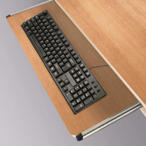Miniatura 7 de KINJOEK 2 rieles deslizantes de bandeja para teclado de 14 pulgadas, altura ajustable, rodamiento de bolas, pista de montaje en teclado