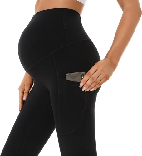 Miniatura 2 de V VOCNI Leggings de maternidad con bolsillos para mujer, leggings de yoga sobre el vientre, no se transparentan, pantalones de entrenamiento