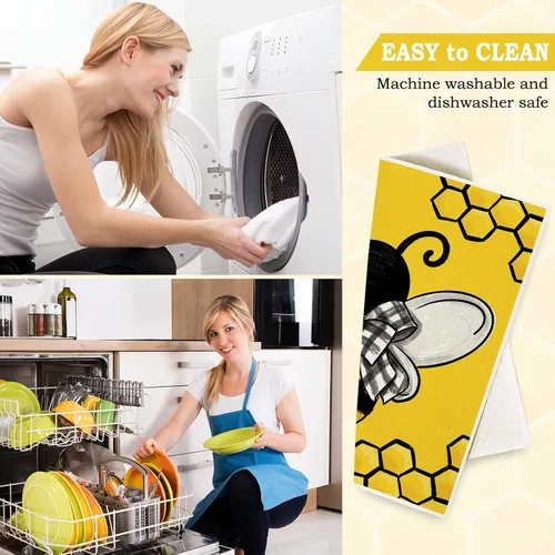 Miniatura 5 de AnyDesign Toallas de cocina reutilizables suecas de algodón absorbente para primavera y verano, toallas de mano decorativas para cocina, hogar