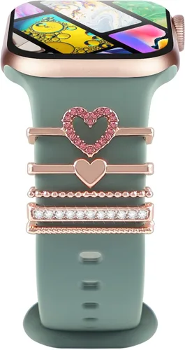 Miniatura 9 de ALMNVO Bling Charms de diamante para correas de Apple Watch, Charms de 46 mm, 45 mm, 44 mm, 42 mm, 41 mm, 40 mm, 38 mm, 49 mm, anillos decorativos