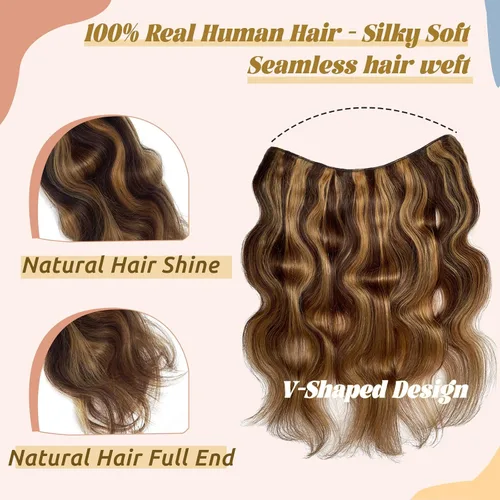 Miniatura 3 de Extensiones de cabello humano rizado real, con reflejos, mezcla de rubio medio, rubio fresa, una pieza, extensiones onduladas con clip