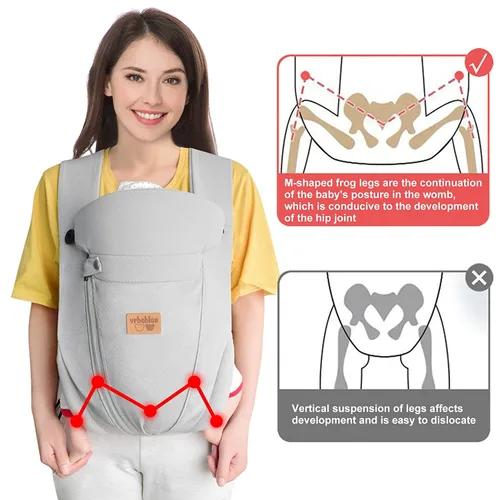 Miniatura 2 de Portabebés ergonómico para recién nacidos, con manos libres, transpirable, perfecto para bebés y bebés, regalo de ducha (gris claro)