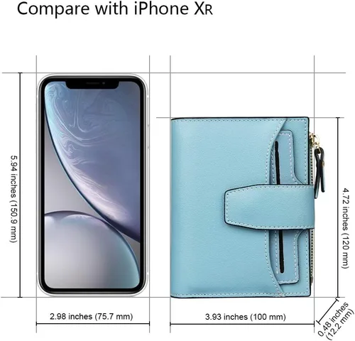 Miniatura 2 de FT FUNTOR RFID - Billetera de cuero para mujeres, tarjetero de mujer, pequeña billetera compacta de bolsillo con ventana para identificación