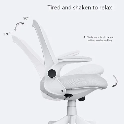 Miniatura 5 de Silla de oficina ergonómica de malla giratoria con respaldo medio para computadora con brazos abatibles (blanco)