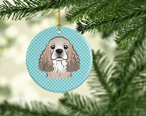 Miniatura 2 de Caroline's Treasures Adorno de cerámica de Cocker Spaniel azul de tablero de ajedrez BB1154CO1