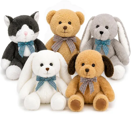 Miniatura 9 de MaoGoLan - 10 unidades de osos de peluche navideños, osos de peluche de 14'' con trajes clásicos de Santa - Camisa y sombrero removibles, se ajustan