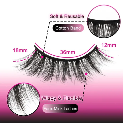 Miniatura 158 de Veleasha Pestañas postizas de manga puntiagudas, 100% hechas a mano, aspecto natural, pestañas postizas ligeras con banda transparente suave