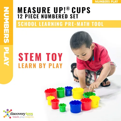 Miniatura 5 de Discovery Toys Tazas Measure UP! Juego educativo de apilamiento y anidación de 12 piezas numeradas Aprendizaje impulsado por niños Juguete