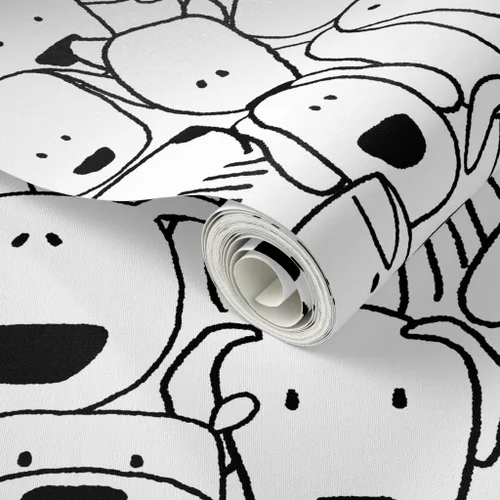 Miniatura 2 de Papel tapiz para despegar y pegar, diseño de garabatos de perro, negro, blanco, rescate, cachorro, amante de las mascotas, papel tapiz extraíble