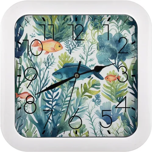 Miniatura 16 de 10" Square Modern Wall Clock,American Flag Skull Print Kitchen Clocks Wall Battery Operated,Silent Non Ticking Unique Funny Cute Wall Clock for
