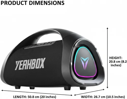 Miniatura 5 de YEAHBOX Sonic Boom MAX 300W Max Altavoz Bluetooth Grande Portátil con Sonido Fuerte, Bajo Masivo, Altavoz Impermeable IPX66 para Fiestas