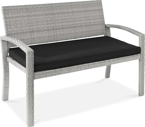 Miniatura 15 de Best Choice Products Banco Exterior de Mimbre para 2 Personas, Bancos de Jardín y Patio, Mobiliario de Exterior para Patio Trasero, Porche con Cojín