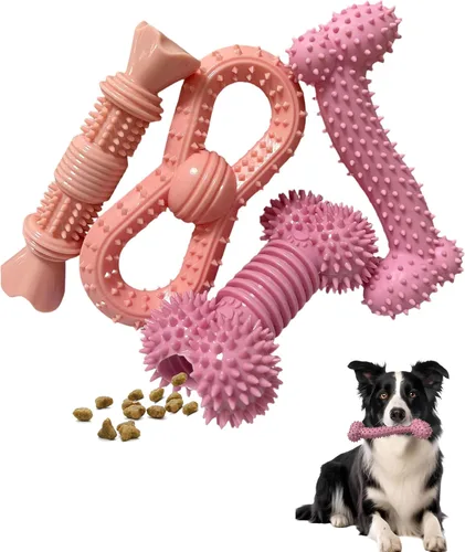 Miniatura 7 de Paquete de 4 juguetes para cachorros de 2 a 8 meses, juguete masticable para perros pequeños, juguetes de dentición para limpiar los dientes