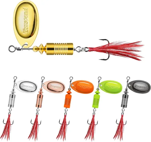 Miniatura 15 de TRUSCEND Cebos Giratorios de Pesca Swim o Jig para Agua Dulce y Salada, Señuelos de Pesca Rooster Tail para Trucha Lubina Lucioperca Crappie Salmón