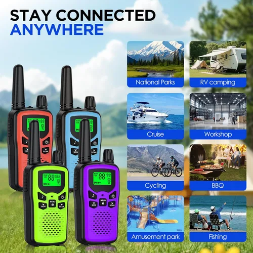 Miniatura 7 de Walkie Talkies para adultos de largo alcance, walkie talkies recargables con 22 canales FRS, radios bidireccionales con linterna LED