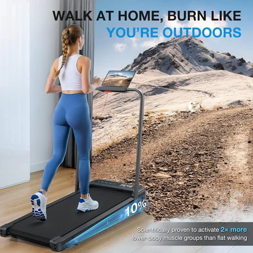 Miniatura 6 de WELLFIT - Cinta de correr plegable con inclinación del 10%, capacidad de más de 340 libras. Cintas de correr portátiles con manillar, para debajo