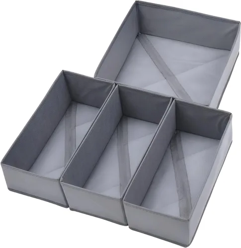 Miniatura 9 de Bructhun - Juego de 4 organizadores de cajones de tela para ropa, ropa interior, calcetines y sujetadores, divisores de tocador de 11 pulgadas