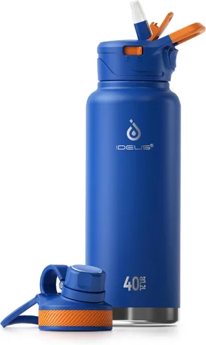 Miniatura 13 de IDEUS Botella de agua aislada de 12 onzas, botella de agua aislada de acero inoxidable para la escuela, botellas aisladas con pajitas a prueba