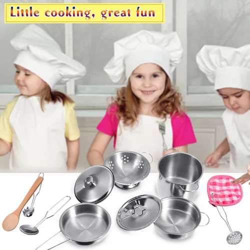 Miniatura 4 de Mini ollas y sartenes de juguete para niños, juego de cocina de simulación, utensilios de cocina, juguetes de cocina, mini utensilios de cocina