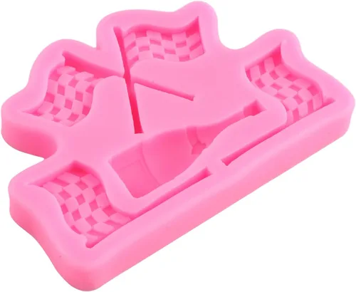 Miniatura 4 de ZiXiang Molde de silicona para decoración de pasteles, bandera, trofeos de neumáticos, pasta de goma de chocolate, juego de 6 Estilo F