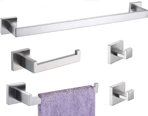 Miniatura 15 de Juego de Herrajes de Baño de 10 Piezas Níquel Cepillado Juego de Accesorios de Baño SUS304 Juego de Barras para Toallas Incluye 2 Barras