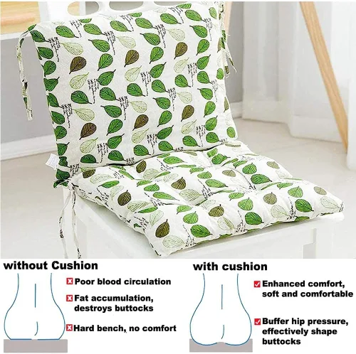 Miniatura 4 de Cojín para silla de respaldo alto, cojines y cojines de silla de alta calidad, cojín de respaldo y asiento con lazos para patio, jardín, oficina