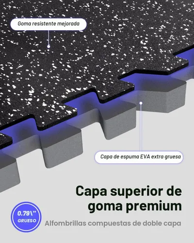 Miniatura 2 de AIRHOP 0.79 pulgadas de espesor 48 pies cuadrados de alfombrillas para equipos de ejercicio, 12 losetas de goma mejoradas con espuma EVA de alta