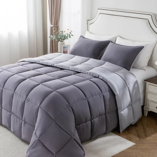 Miniatura 11 de KASENTEX - Juego de edredón individual/individual XL, reversible de doble color, plumón de ganso alternativo, ultrasuave, liviano, lavable a