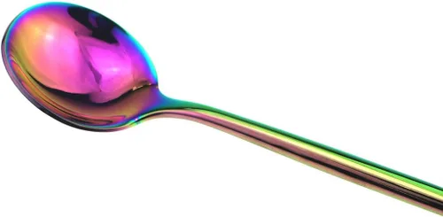 Miniatura 9 de JASHII Lujo 24 piezas de acero inoxidable 18/10 con titanio colorido plateado multicolor cubertería juego de cubiertos, color arco iris, servicio