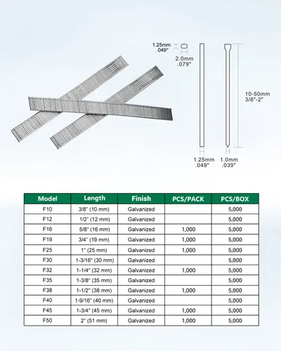 Miniatura 2 de meite Clavos Brad de calibre 18 de 1 pulgada de longitud F25, acabado galvanizado, ideal para tapicería, recortes, carpintería, 5,000 unidades/caja