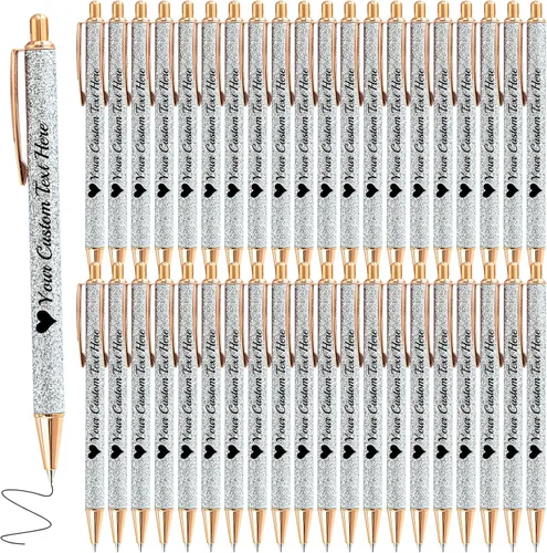 Miniatura 7 de Hasta 100 bolígrafos personalizados a granel con nombre, bolígrafo con purpurina personalizable, logotipo de negocios, mensaje de texto, regalo