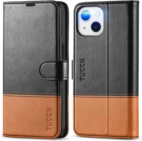 Miniatura 19 de TUCCH Funda Tipo Billetera para iPhone 13 (6.1") 2021, con Bloqueo RFID, con Soporte para 3 Tarjetas, de Piel Sintética, Tipo Folio