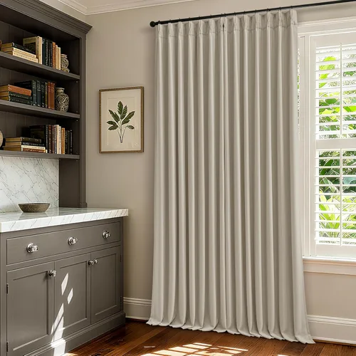Miniatura 82 de Juego de 2 paneles de cortinas plisadas negras de 80 pulgadas para sala de estar, cortinas plisadas de lino con forro de 80 pulgadas de largo, 100%