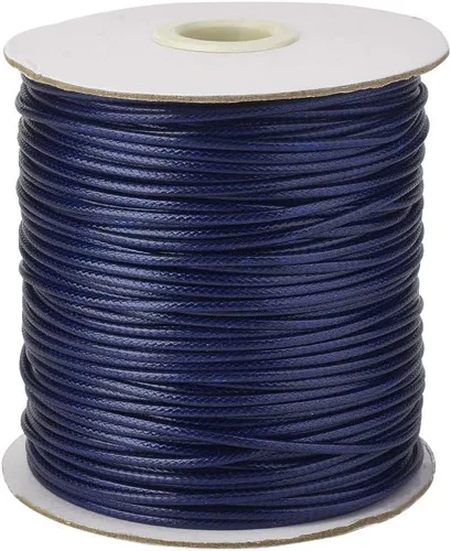 Miniatura 49 de Cheriswelry 90 yardas/rollo de 0.079 pulgadas, cordón encerado negro de poliéster coreano, joyería de cuentas, hilos para manualidades, cuerda