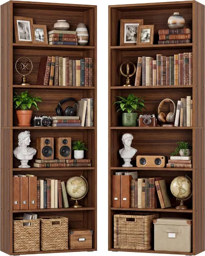 Miniatura 12 de IRONCK Estanterías y Librerías Juego de 2 de Pie 6 Niveles Estantes de Exhibición y Almacenamiento 70 pulgadas de Alto Librería Decoración del Hogar