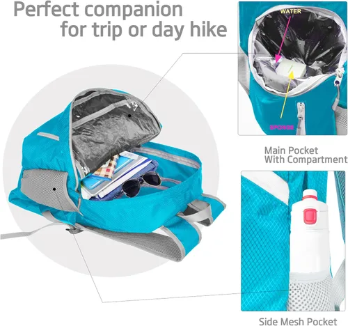 Miniatura 3 de Mochila impermeable plegable 35L para viajes de deportes al aire libre dentro del compartimento de ropa mojada plegable para múltiples 1Azul cielo